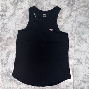 PINK Victoria's Secret Black Tank with Colorful Dog Logo